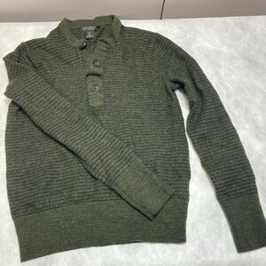 Banana Republic Men's Extra Fine Merino Wool Striped Henley Long-Sleeve Shirt